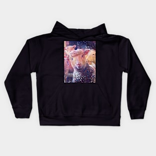 Playful Baby Sheep starring Abstract Painting Kids Hoodie